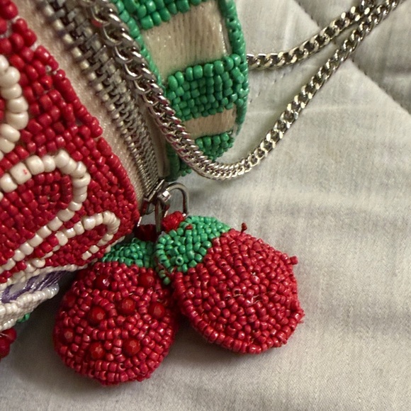 Handcrafted Raspberry Jam Beaded Crossbody Bag - Picture 3 of 8